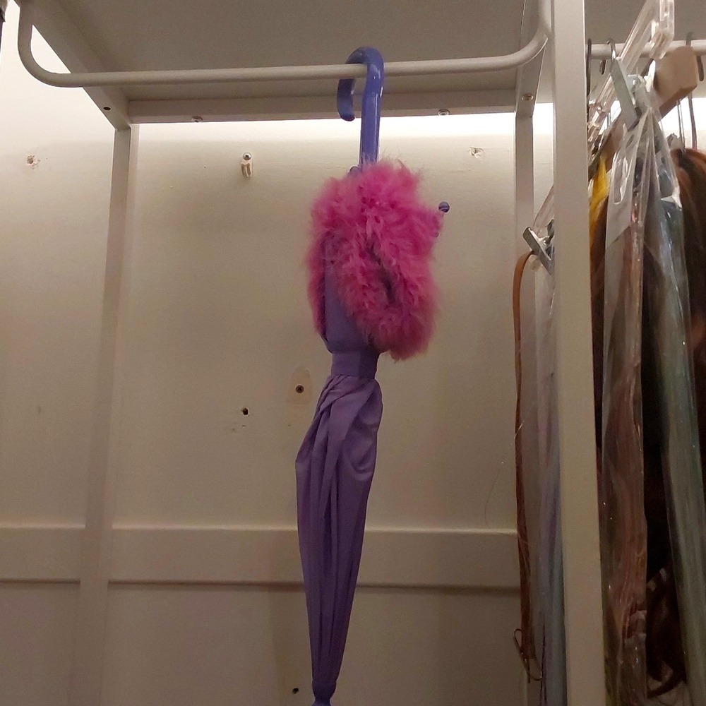 Kids purple fluffed umbrella vintage